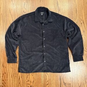 Forever 21 Men Corduroy Button Down Shirt Long Sleeve‎ Medium Black